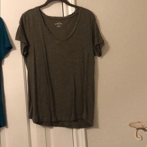 Eddie Bauer army green v neck